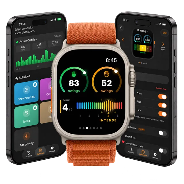 Apple Watch Ultra + iPhone (swing counts)