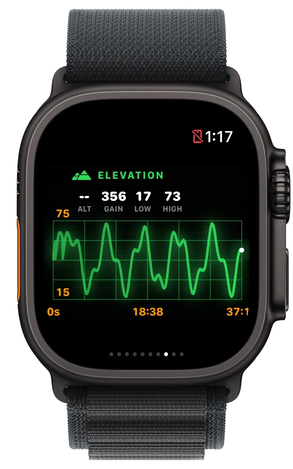 Apple Watch mit Live-Höhenprofil