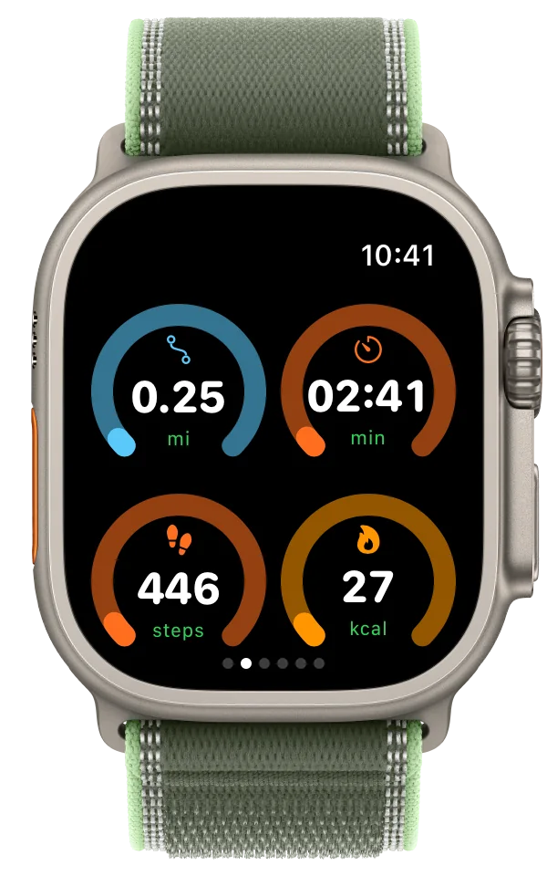 Apple Watch mit vier individuellen Messwert-Ringen